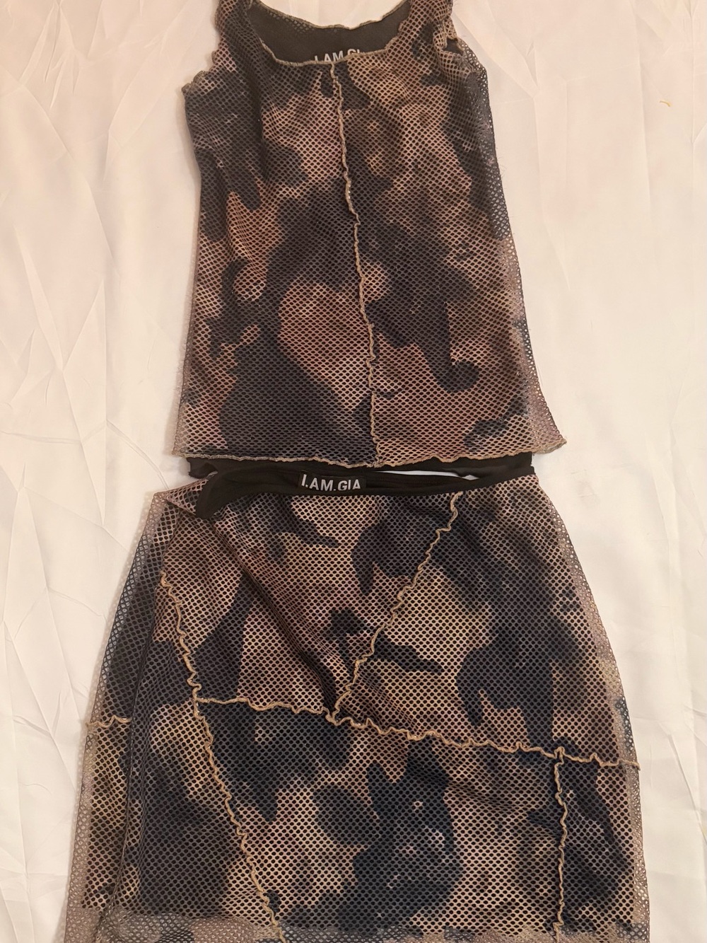 I.AM.GIA Black & Brown Mesh Skirt Set